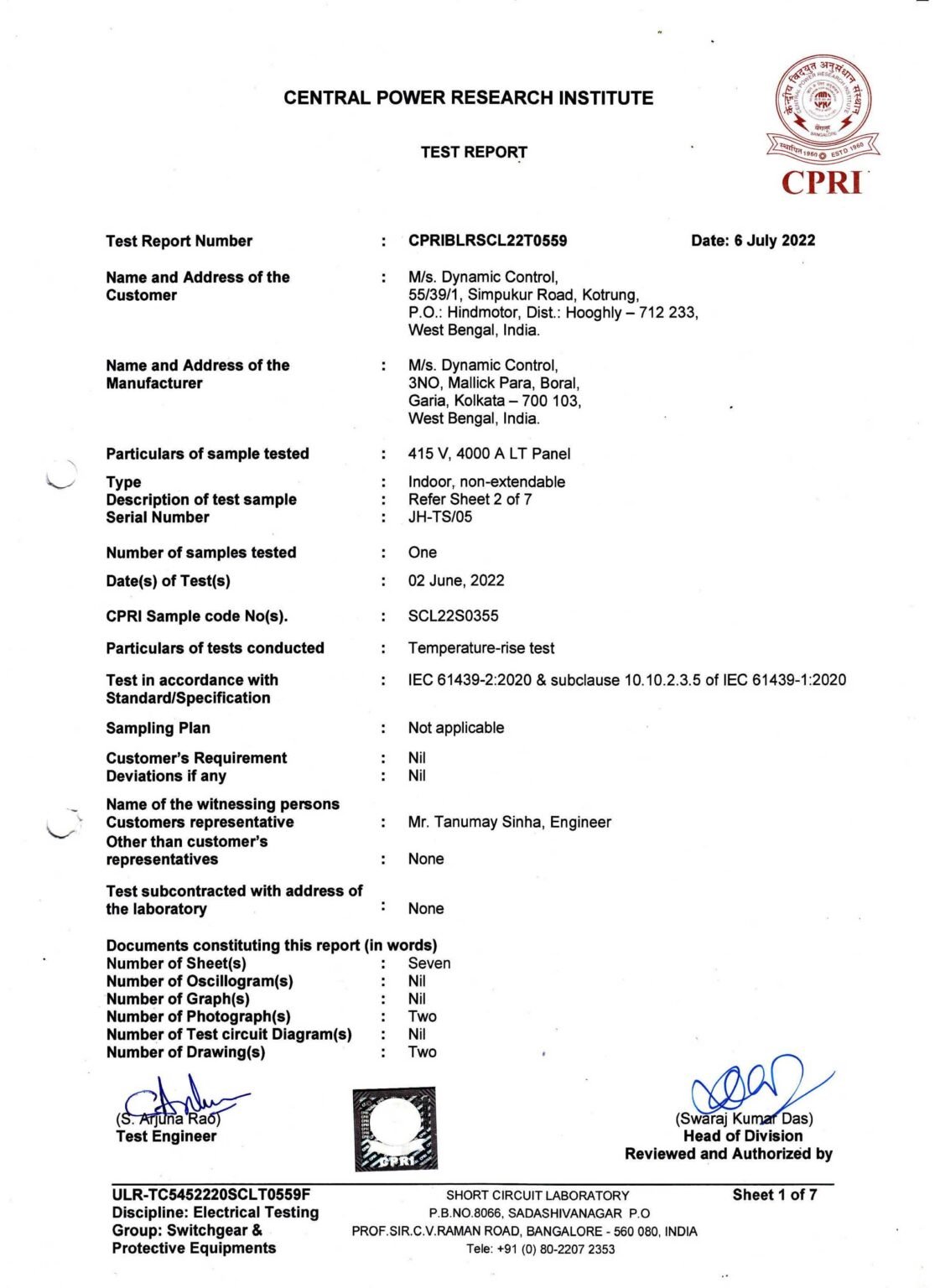 Central Power Certficate