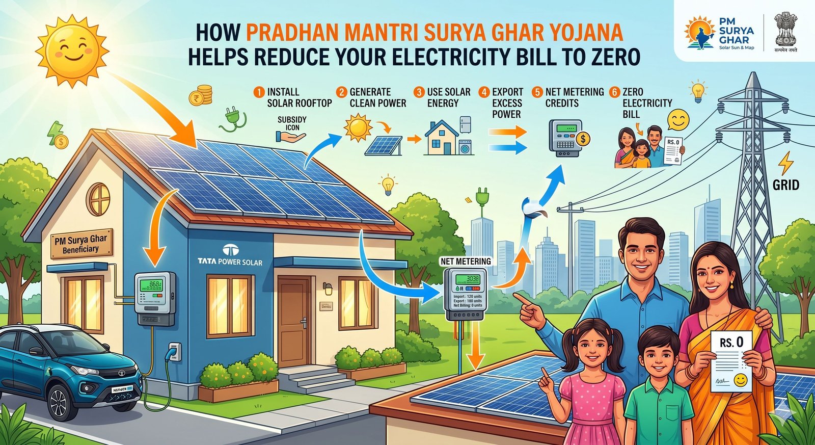How PM Surya Ghar Yojana Helps Reduce Your Electricity Bill to 0